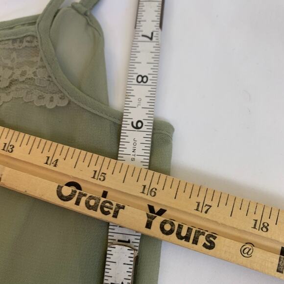 Free People Lace Ruffle Tank Top Sage Green Medium Lightweight Fairy Flowy - Picture 7 of 8